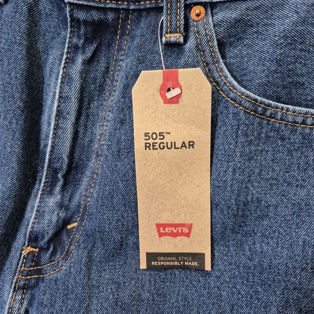 Levis 505 Jeans Mens 36/34 Classic Straight Blue USA Capsule Minimalist Casual - Picture 3 of 13